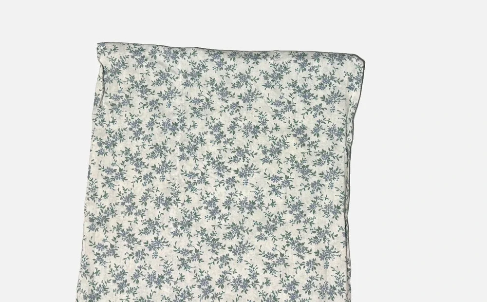 Vintage JC Penney Home Curtain Valance Single Short Floral Print Green Blue 90s